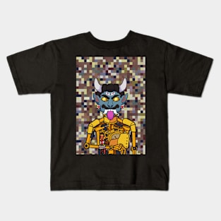 Majestic Golden RobotMask NFT with IndianEye Color and GoldItem - Explore the Beauty of PixelGlyph Art Kids T-Shirt